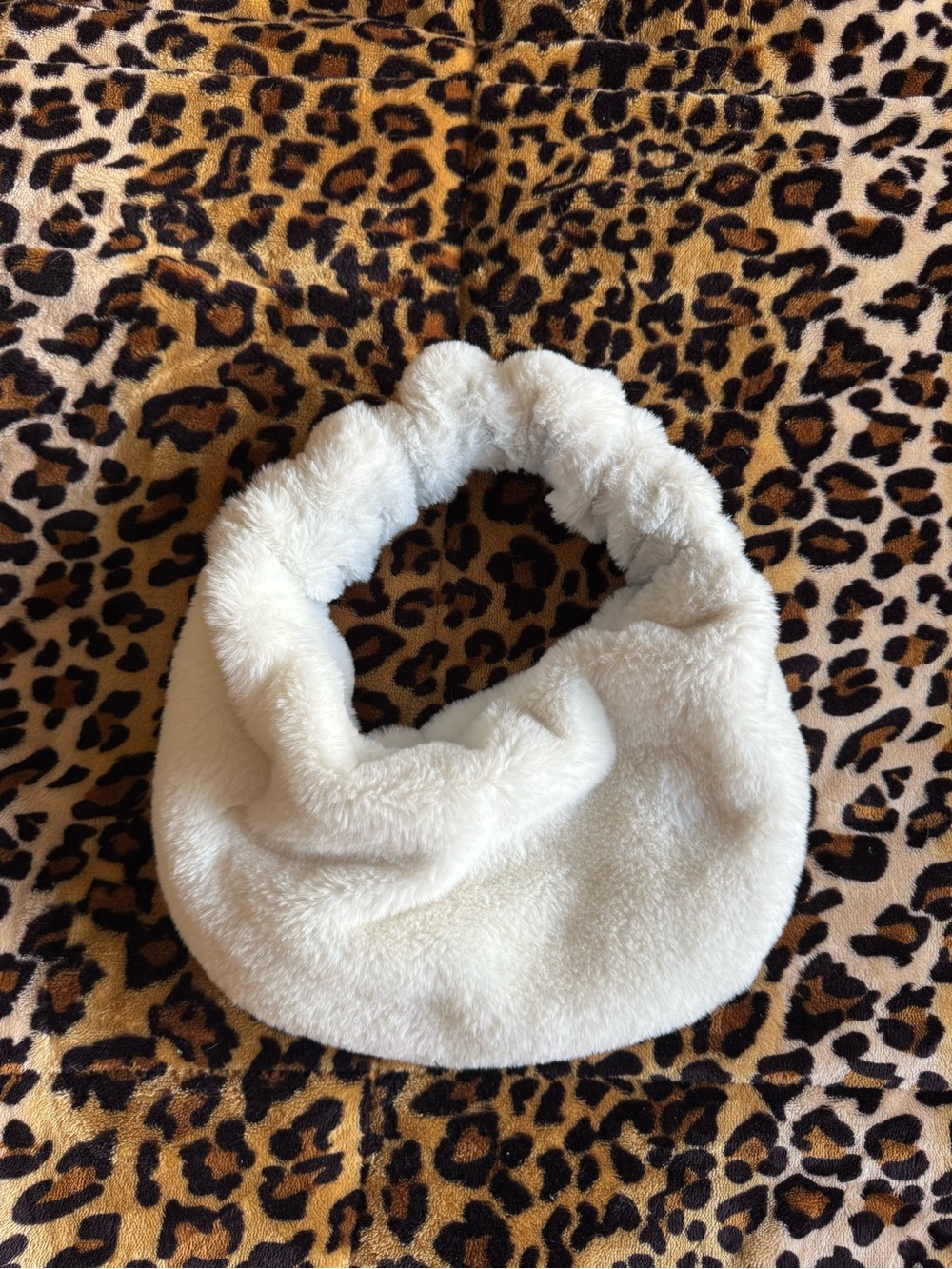 White fuzzy purse
